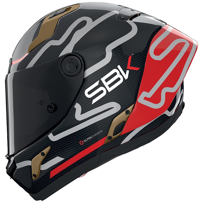 Nolan X-804 RS Ultra Carbon SBK Integralhelm, glänzend Schwarz-Rot-Gold