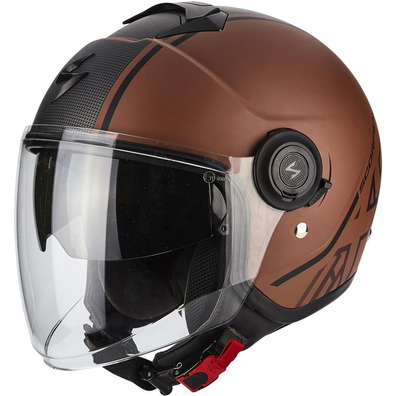 Offener Motorradhelm Scorpion EXO-CITY Avenue braun-schwarz