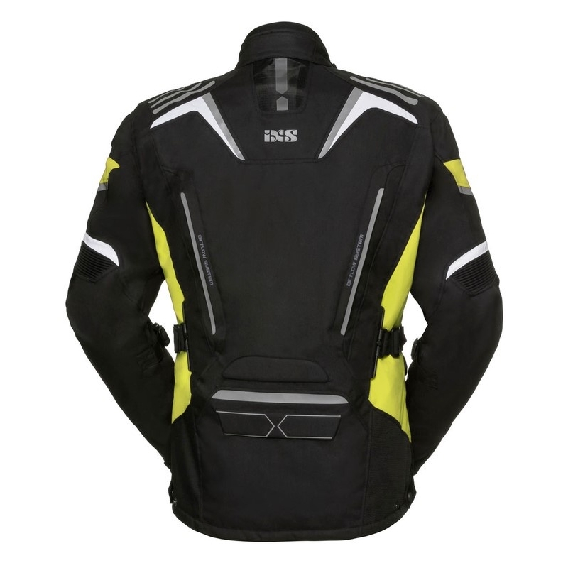 Damen iXS Powells Schwarz-Weiß-Fluo Gelb Motorradjacke