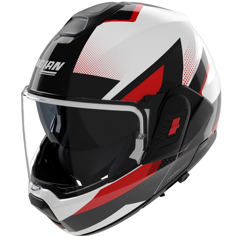 Klappbarer Motorradhelm Nolan N120-1 Ciclone 363 weiß-schwarz-rot
