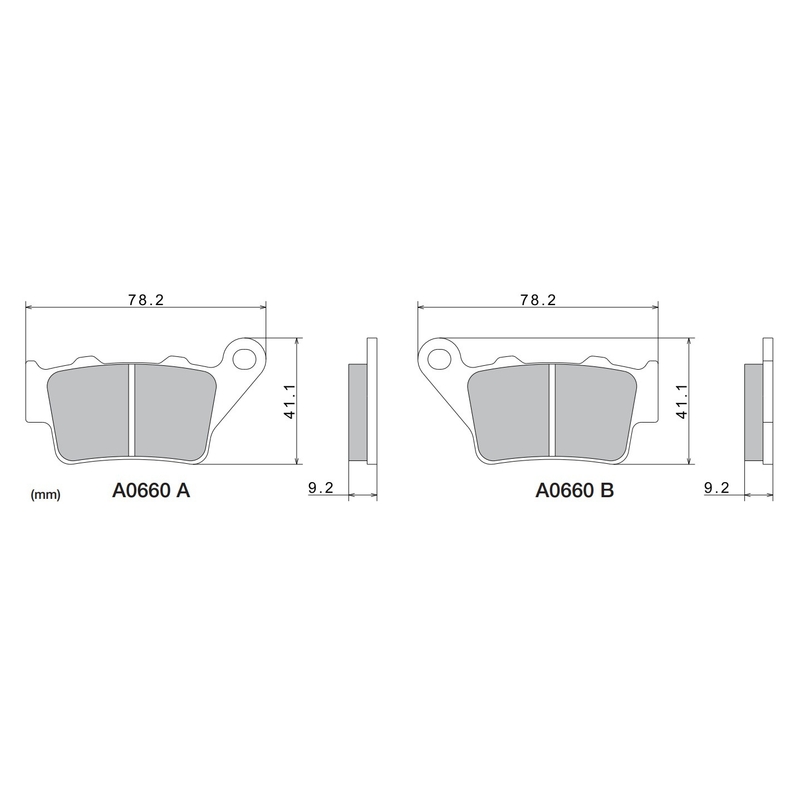NISSIN Bremsbeläge, halbmetallische Mischung, 78,2 x 41,1 x 9,2 mm, 2 Stück