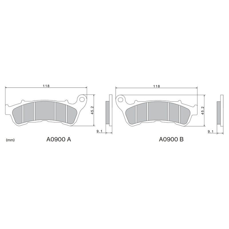 NISSIN Bremsbeläge, halbmetallische Mischung, 118 x 45,2 x 9,1 mm, 2 Stück