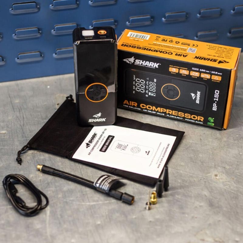 Akkukompressor mit Powerbank SHARK BP-150 schwarz