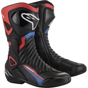 Motorradstiefel Alpinestars S-MX 6 Honda-Kollektion schwarz-rot-blau-weiß