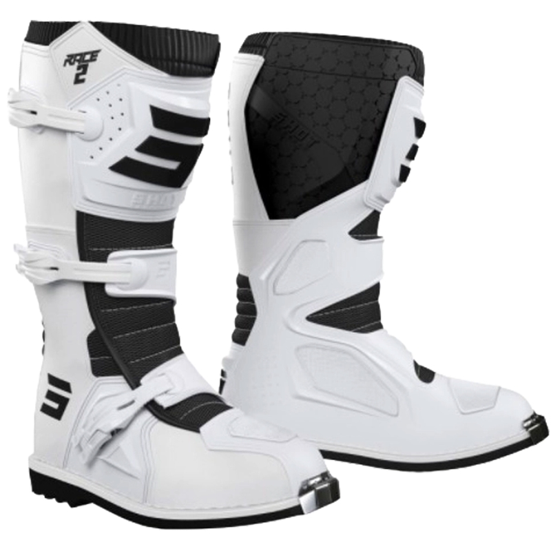 Shot Race 2 Schwarz-Weiß-Motorradstiefel