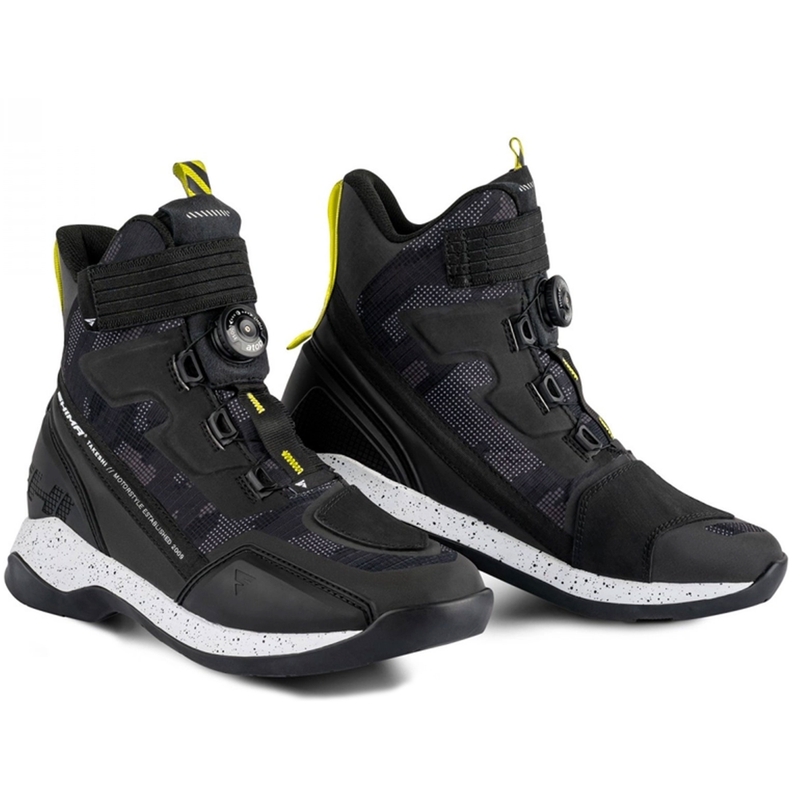 Shima Takeshi Motorradstiefel schwarz-camo-fluogelb