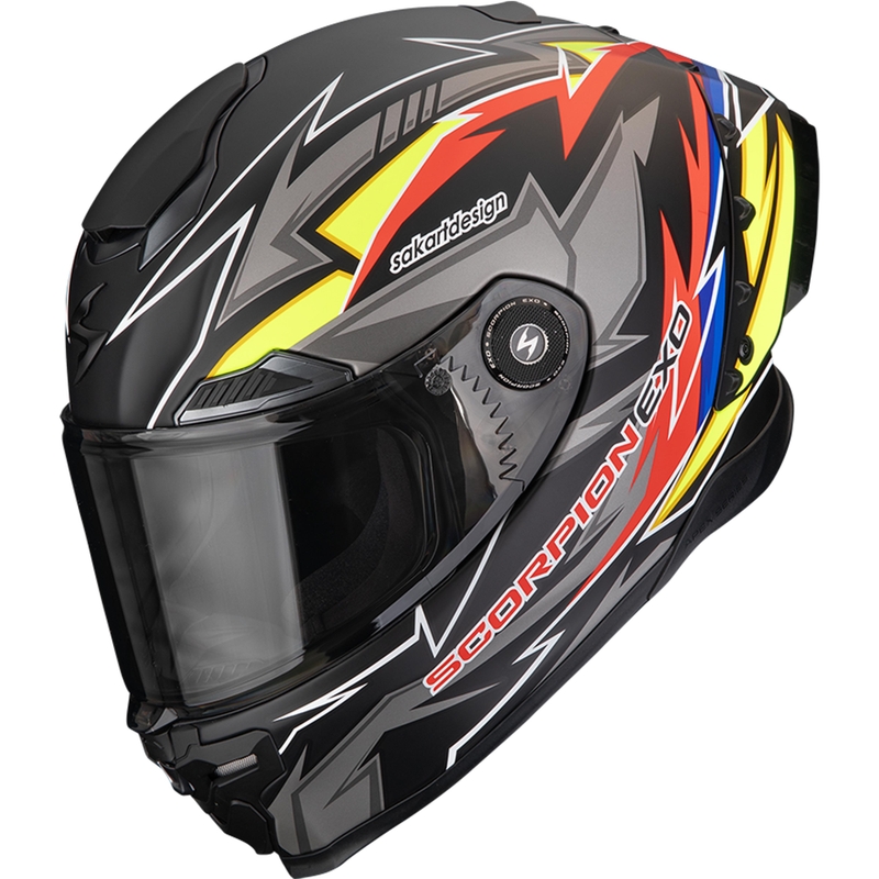 Scorpion EXO-RACE Air Move On FIM2 Integralhelm für Motorräder, matt schwarz-rot-gelb