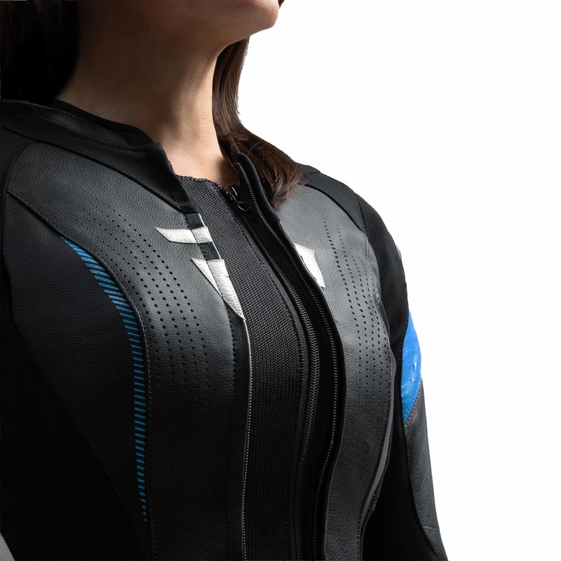 Rebelhorn Diva RS Leder-Motorradjacke für Damen, schwarz-blau