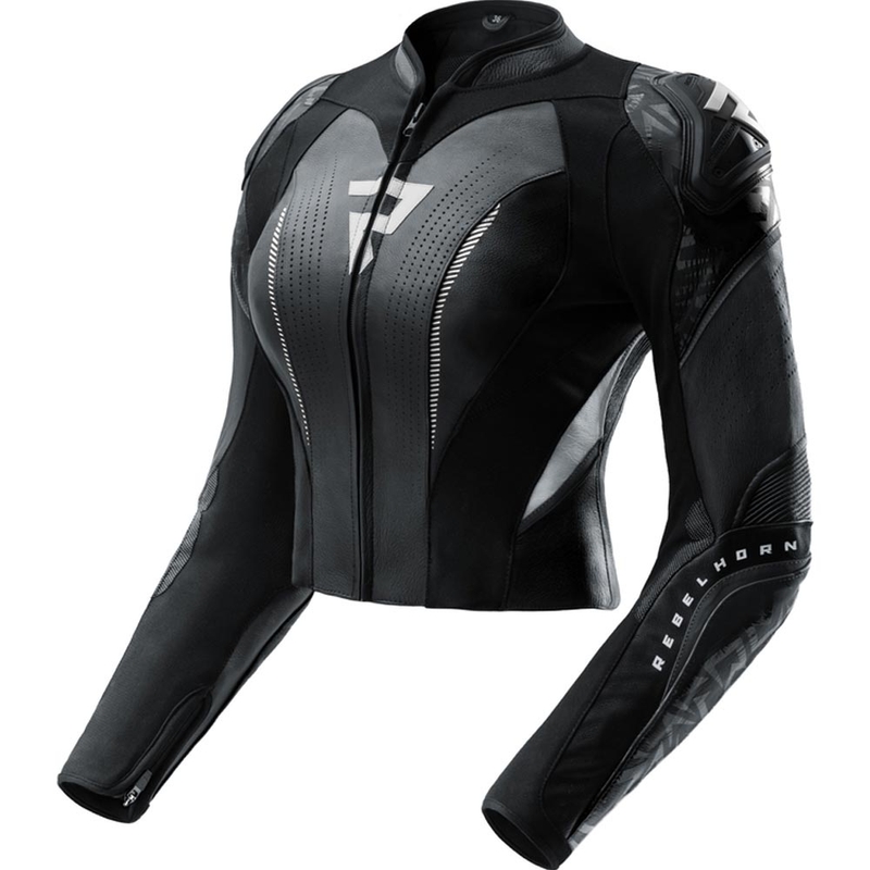 Rebelhorn Diva RS Leder-Motorradjacke für Damen, schwarz-weiß