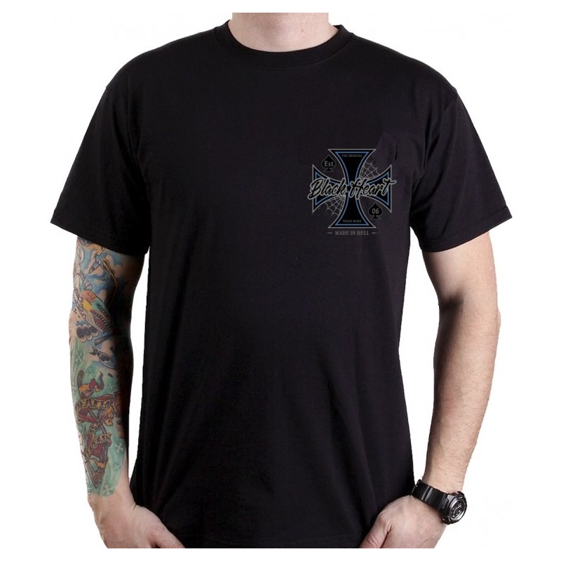 Herren-T-Shirt Schwarzes Herz Chopper Kreuz