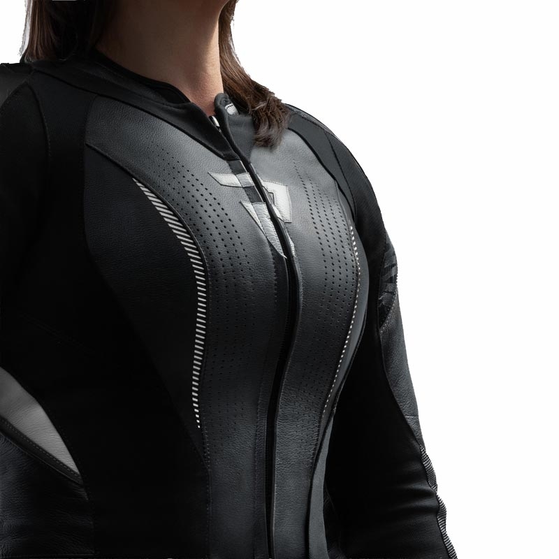 Rebelhorn Diva RS Leder-Motorradjacke für Damen, schwarz-weiß
