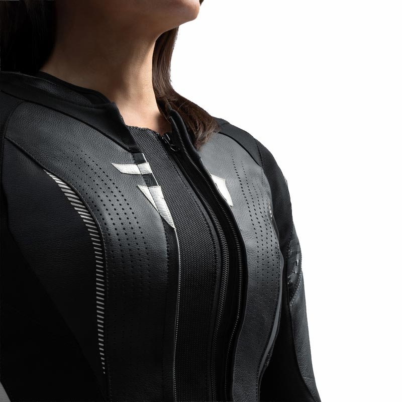 Rebelhorn Diva RS Leder-Motorradjacke für Damen, schwarz-weiß