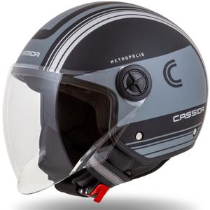 Cassida Handy Metropolis Vision offener Motorradhelm, schwarz-reflektierend grau