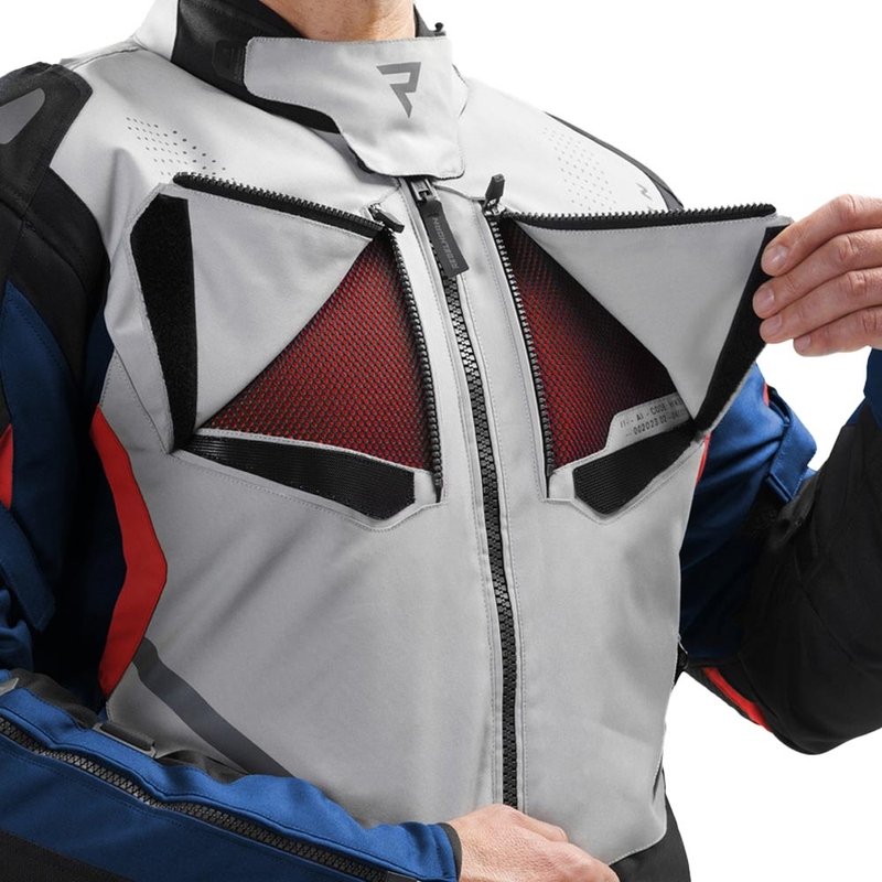 Rebelhorn Hiker IV Motorradjacke hellgrau-blau-rot