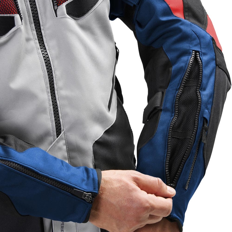 Rebelhorn Hiker IV Motorradjacke hellgrau-blau-rot