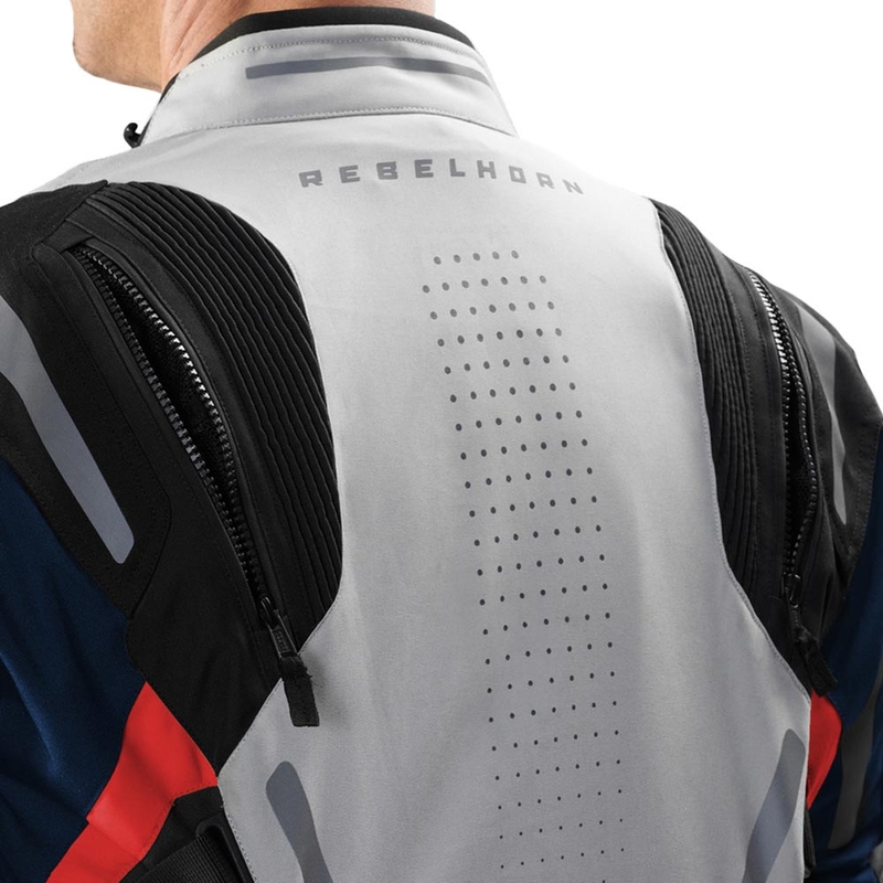 Rebelhorn Hiker IV Motorradjacke hellgrau-blau-rot