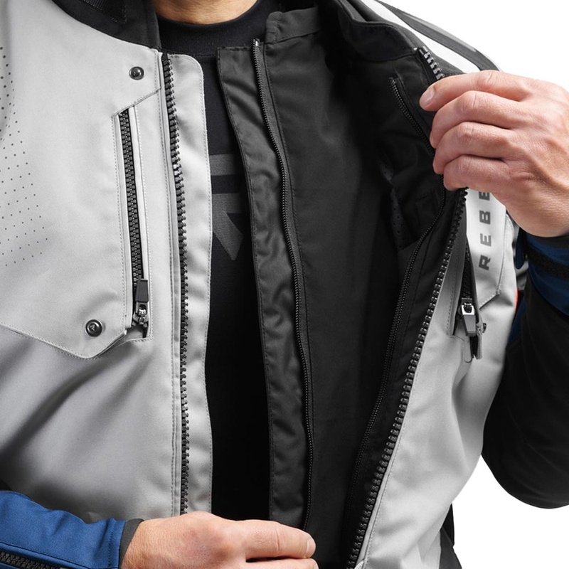 Rebelhorn Hiker IV Motorradjacke hellgrau-blau-rot