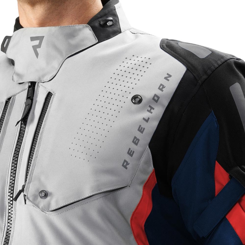 Rebelhorn Hiker IV Motorradjacke hellgrau-blau-rot