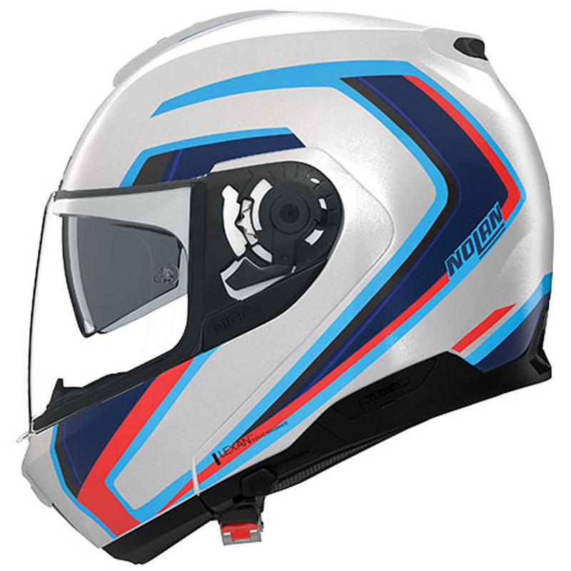 Klappbarer Motorradhelm Nolan N100-6 Radiante N-COM 358 weiß-grau-blau