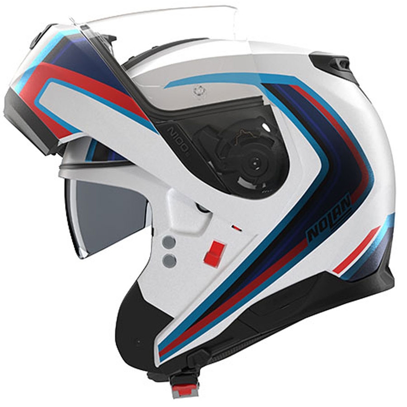 Klappbarer Motorradhelm Nolan N100-6 Radiante N-COM 358 weiß-grau-blau