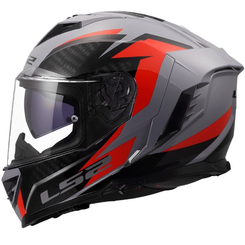 Integralhelm LS2 FF818 Storm III Dynamo glänzend grau-rot