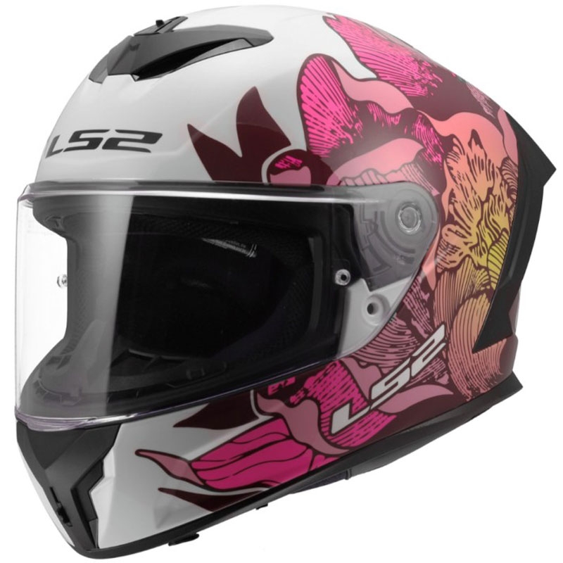 Integralhelm LS2 FF820 Rapid III Poppies II glänzend weiß-rosa