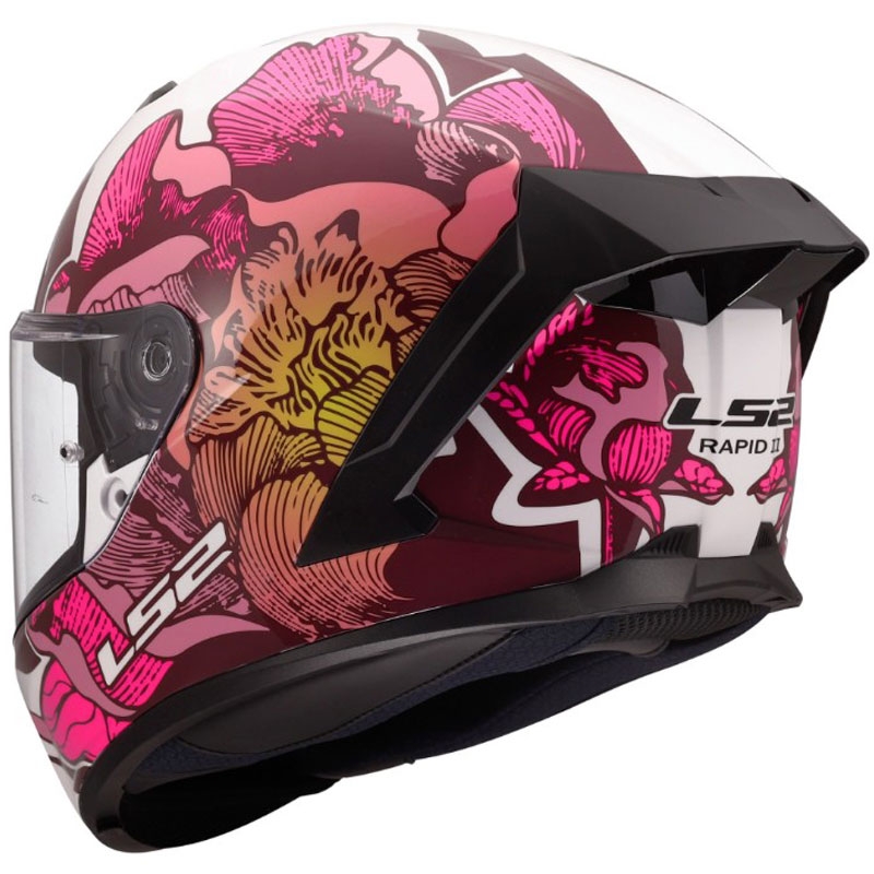 Integralhelm LS2 FF820 Rapid III Poppies II glänzend weiß-rosa