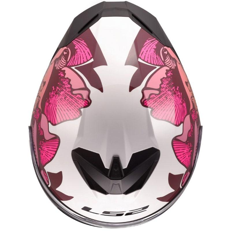 Integralhelm LS2 FF820 Rapid III Poppies II glänzend weiß-rosa