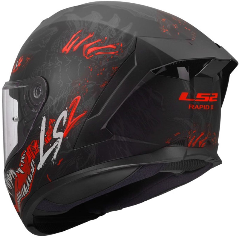 Integralhelm LS2 FF820 Rapid III Kaiju II, matt schwarz-rot-weiß
