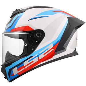 LS2 FF820 Rapid III Hyper Integralhelm für Motorräder, glänzend weiß-blau-rot