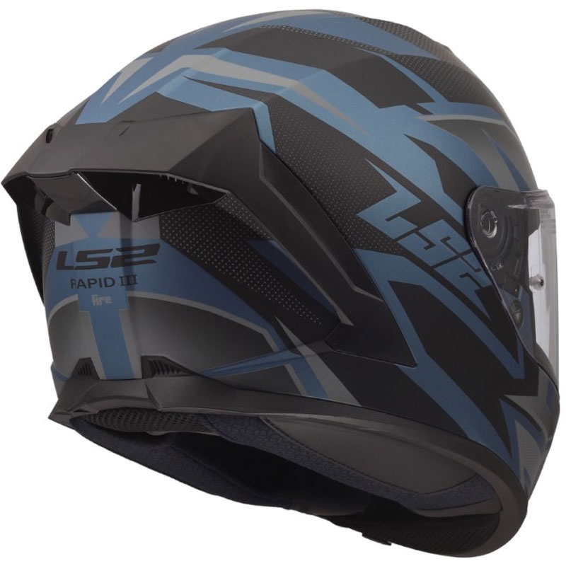 LS2 FF820 Rapid III Xtrem Integralhelm für Motorräder, matt schwarz-blau-petrol