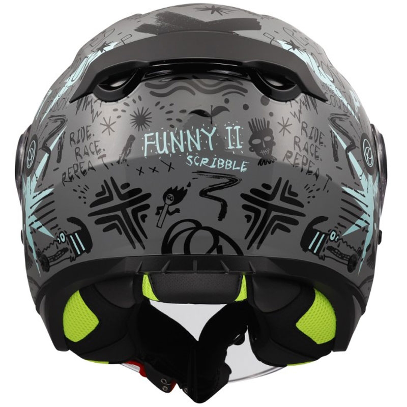 Kinder-Motorradhelm mit offenem Visier LS2 OF622 Funny II Scribble, glänzend graublau