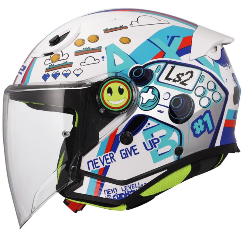 Kinder-Motorradhelm mit offenem Visier LS2 OF622 Funny II Next Level, glänzend weiß