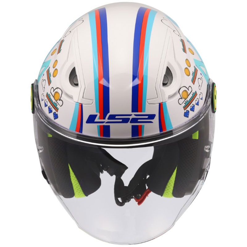 Kinder-Motorradhelm mit offenem Visier LS2 OF622 Funny II Next Level, glänzend weiß