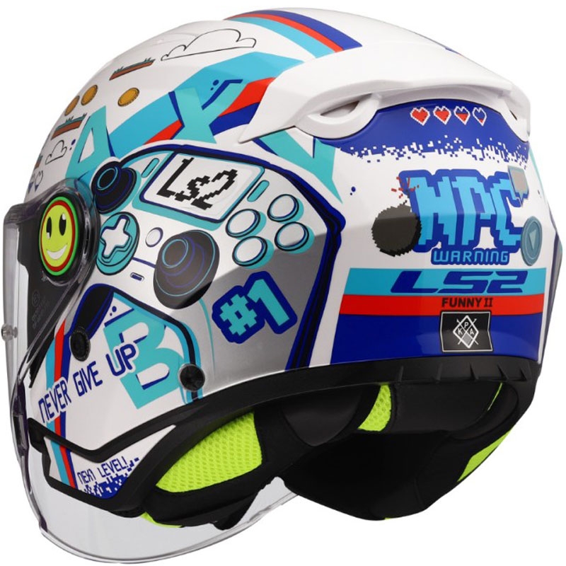 Kinder-Motorradhelm mit offenem Visier LS2 OF622 Funny II Next Level, glänzend weiß