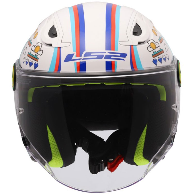 Kinder-Motorradhelm mit offenem Visier LS2 OF622 Funny II Next Level, glänzend weiß