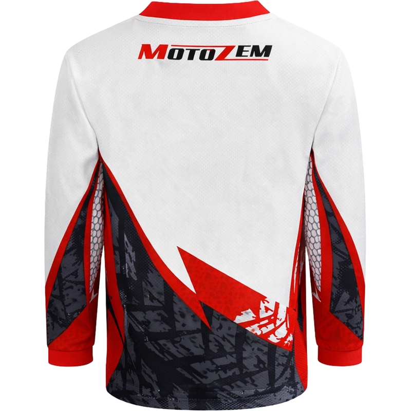 Motocross-Trikot für Kinder MotoZem Ground MX weiß-schwarz-rot