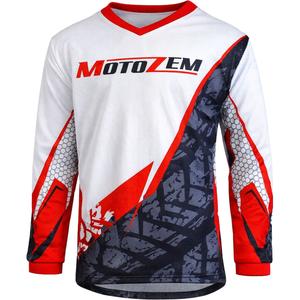 Motocross-Trikot für Kinder MotoZem Ground MX weiß-schwarz-rot