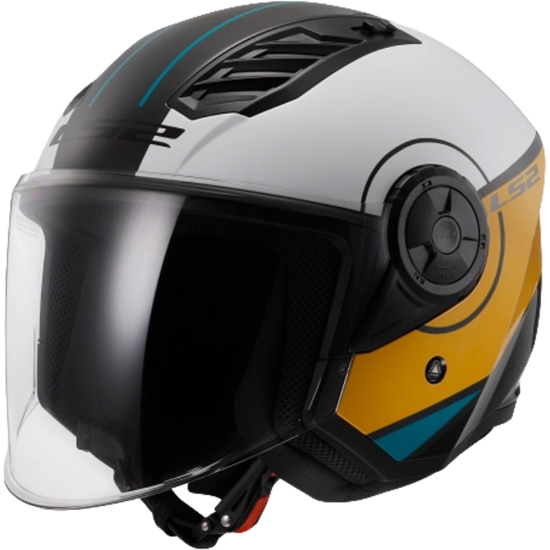 Offener Motorradhelm LS2 OF616 Airflow II Cover glänzend weiß-braun