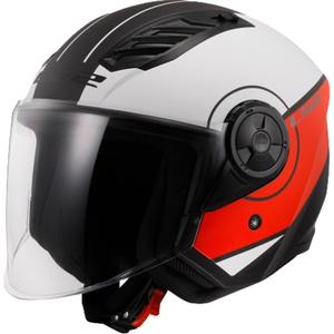 Offener Motorradhelm LS2 OF616 Airflow II Cover matt weiß-rot