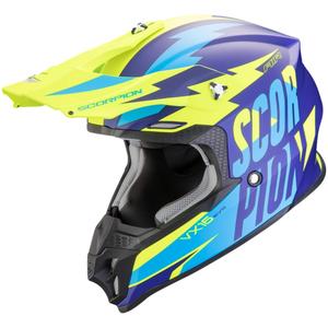 Motocross-Helm Scorpion VX-16 EVO AIR Slanter mattblau-fluogelb Ausverkauf