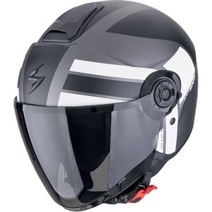 Offener Motorradhelm Scorpion EXO-CITY II BLUR mattsilber-schwarz-weiß Ausverkauf