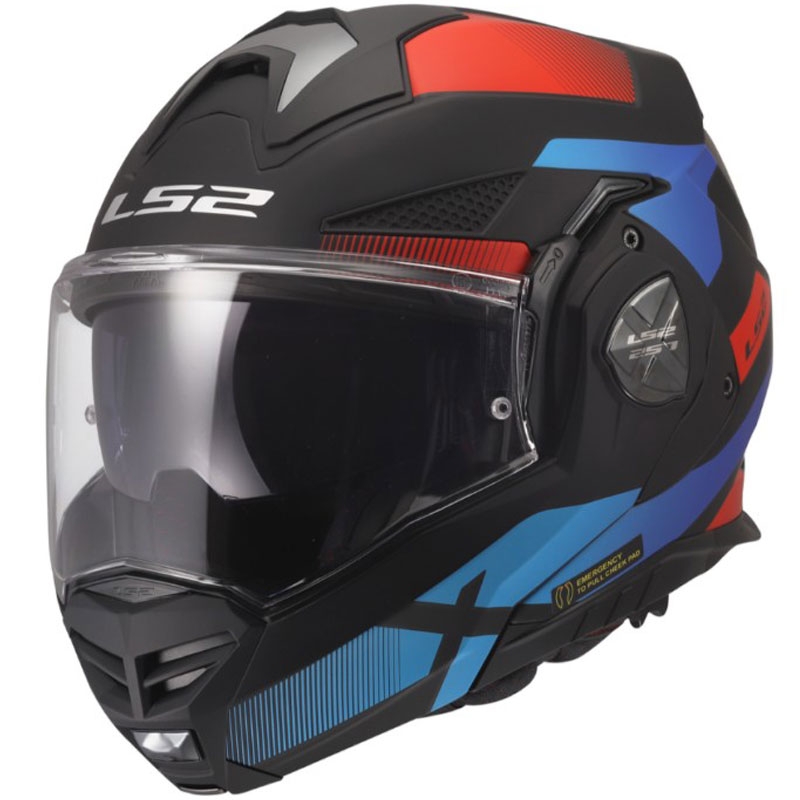 Klappbarer Motorradhelm LS2 FF901 Advant X Nova matt schwarz-rot-blau