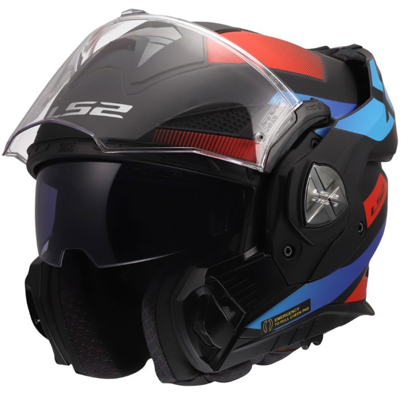 Klappbarer Motorradhelm LS2 FF901 Advant X Nova matt schwarz-rot-blau