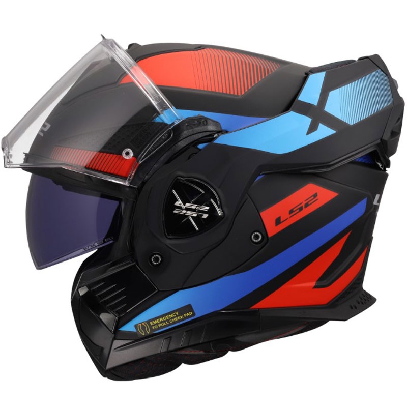 Klappbarer Motorradhelm LS2 FF901 Advant X Nova matt schwarz-rot-blau