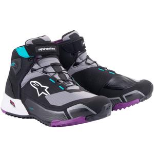 Alpinestars Stella CR-X Drystar Damen-Motorradstiefel Schwarz-Grau-Lila-Türkis