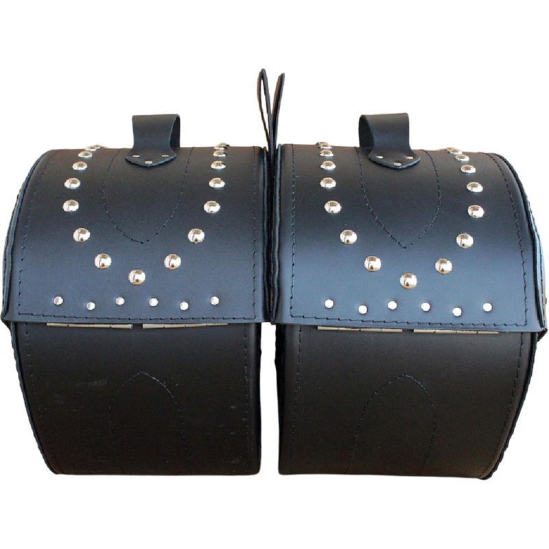 Motorradsatteltaschen aus Leder mit Nieten, RSA S263B, schwarz