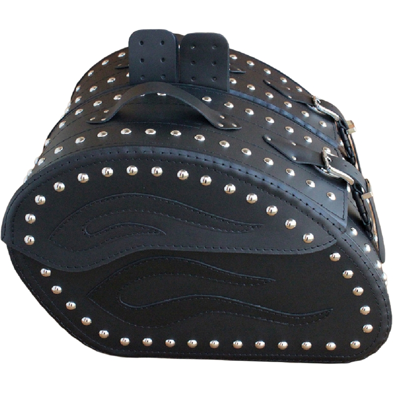 Motorradsatteltaschen aus Leder mit Nieten, RSA S263B, schwarz