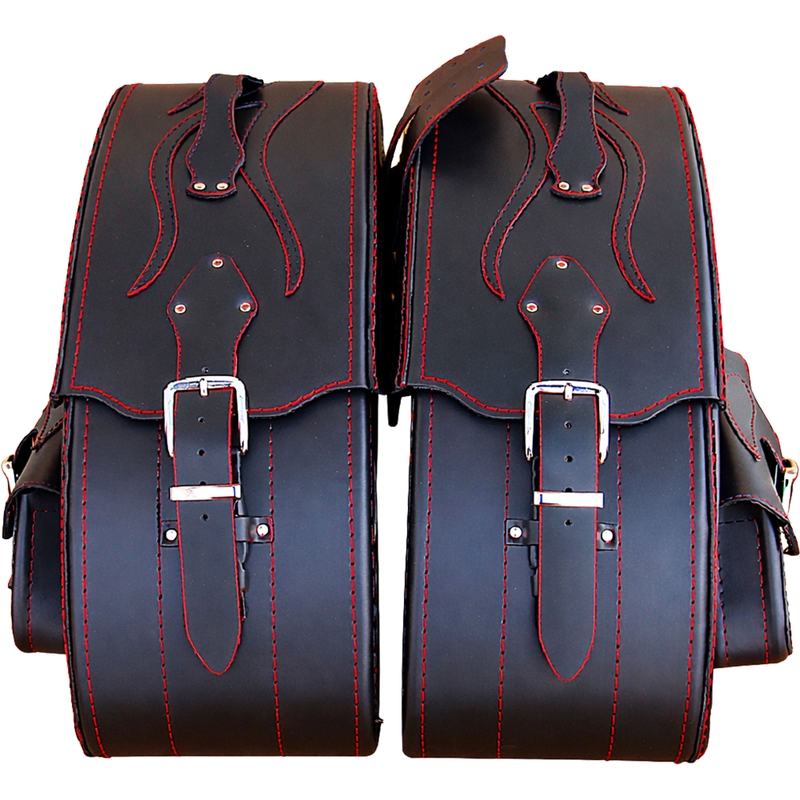 Motorradtaschen aus Leder RSA S266A schwarz-rot