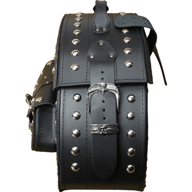 Motorradsatteltaschen aus Leder mit Nieten, RSA S162B, schwarz
